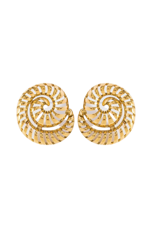 Aiza 18k Gold Plated Shell Statement Earrings