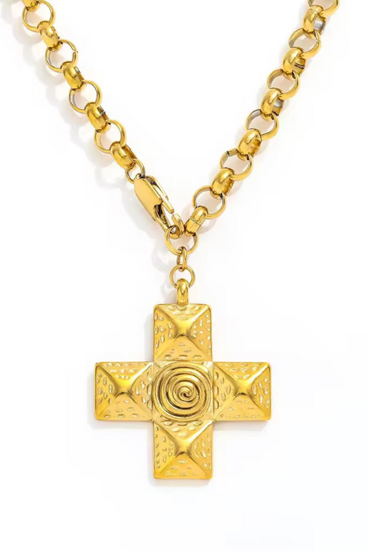 Yuma 18k Gold Plated Cross Pendant Chain Necklace