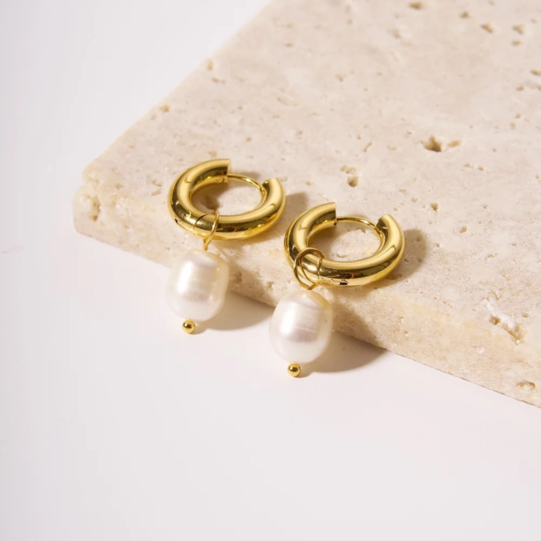 Cala 18k Gold Plated Pearl Drop Earrings