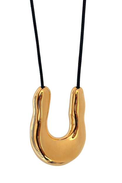Reema 18k Gold Plated Molten Pendant Cord Necklace