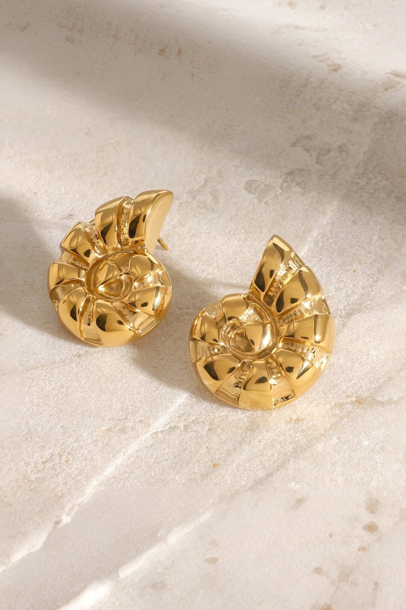 Saraia 18k Gold Plated Shell Statement Earrings