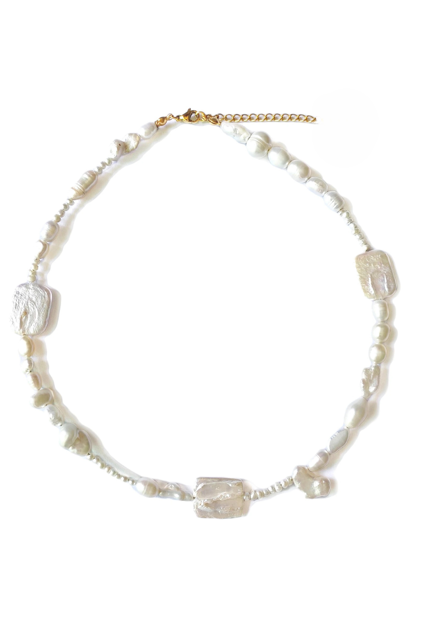 Ares 18k Gold Plated Baroque Pearl Beaded Necklace