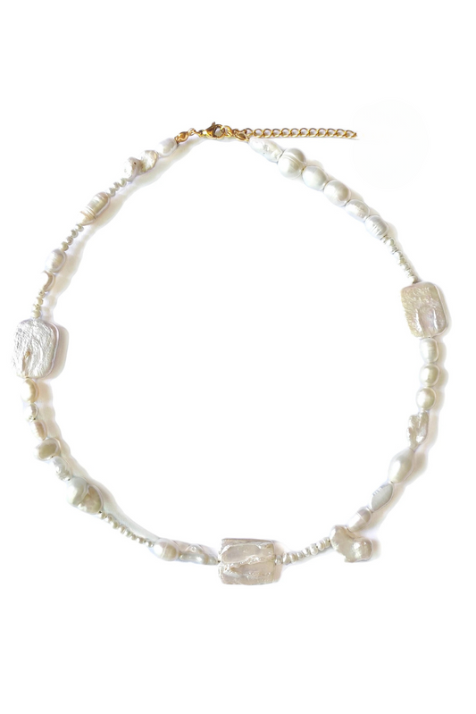 Ares 18k Gold Plated Baroque Pearl Beaded Necklace