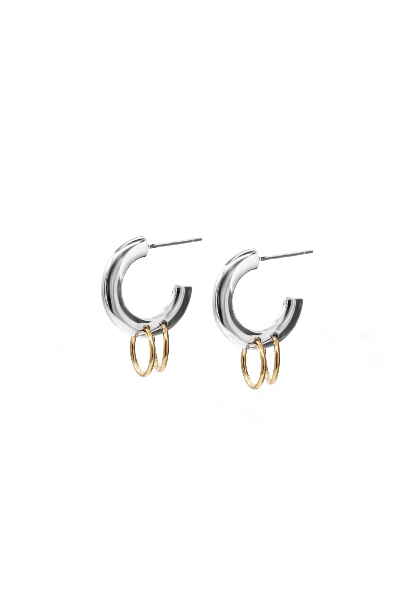 Xavia Two-Tone Hoop Earrings-Small