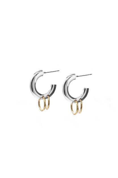 Xavia Two-Tone Hoop Earrings-Small