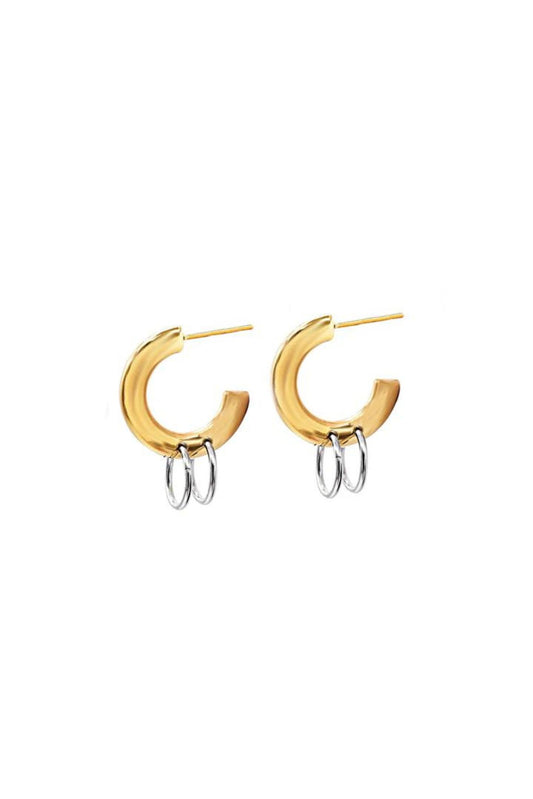 Xavia Two-Tone Hoop Earrings-Small