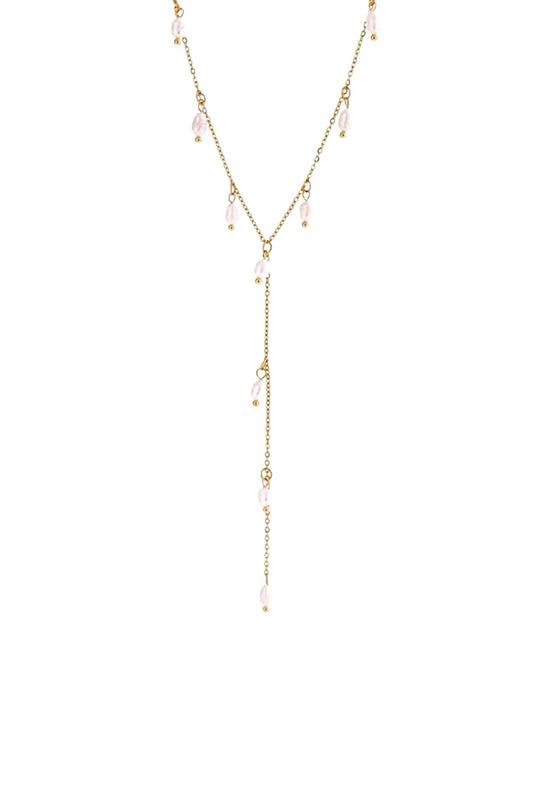 Ilaria 18k Gold Plated Lariat Pearl Chain Necklace