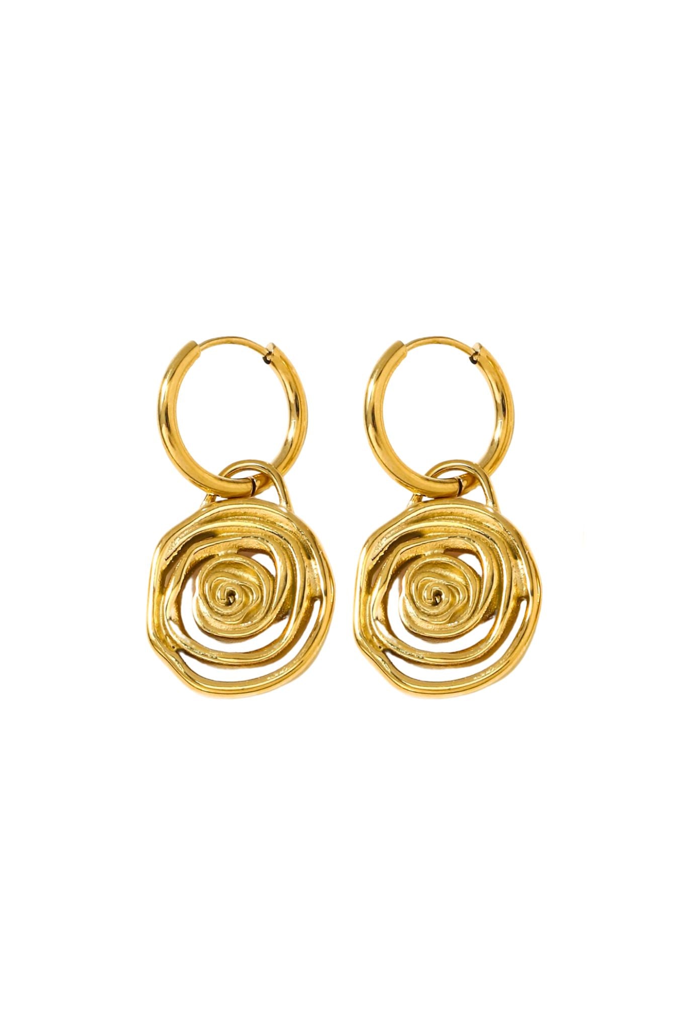 Sayulita 18 Gold Plated Spiral Huggie Earrings