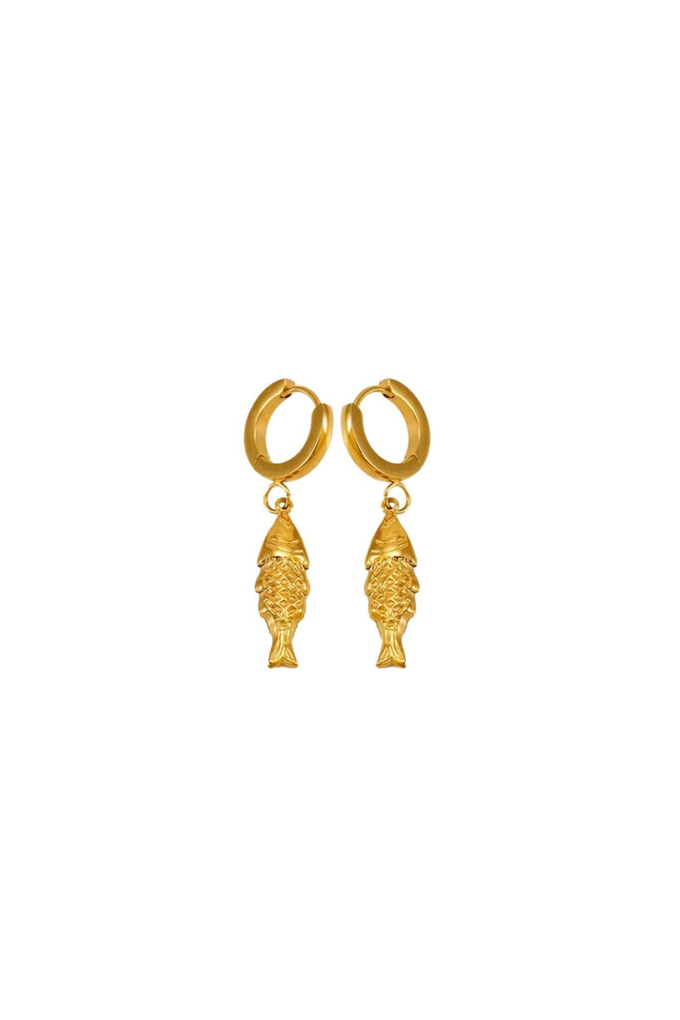 Dalaia 18k Gold Plated Fish Huggie Earrings