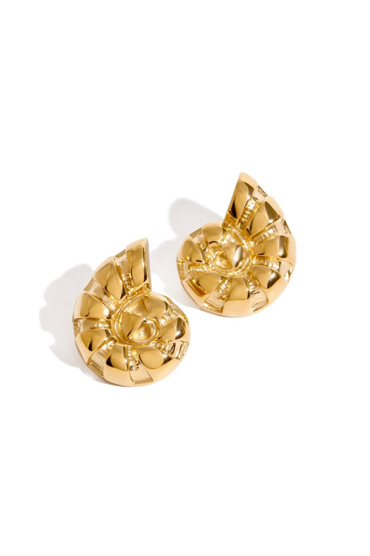 Saraia 18k Gold Plated Shell Statement Earrings