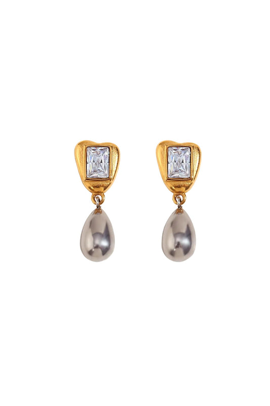 Belén 18k Gold Plated Two-Tone Bezel Drop Earrings