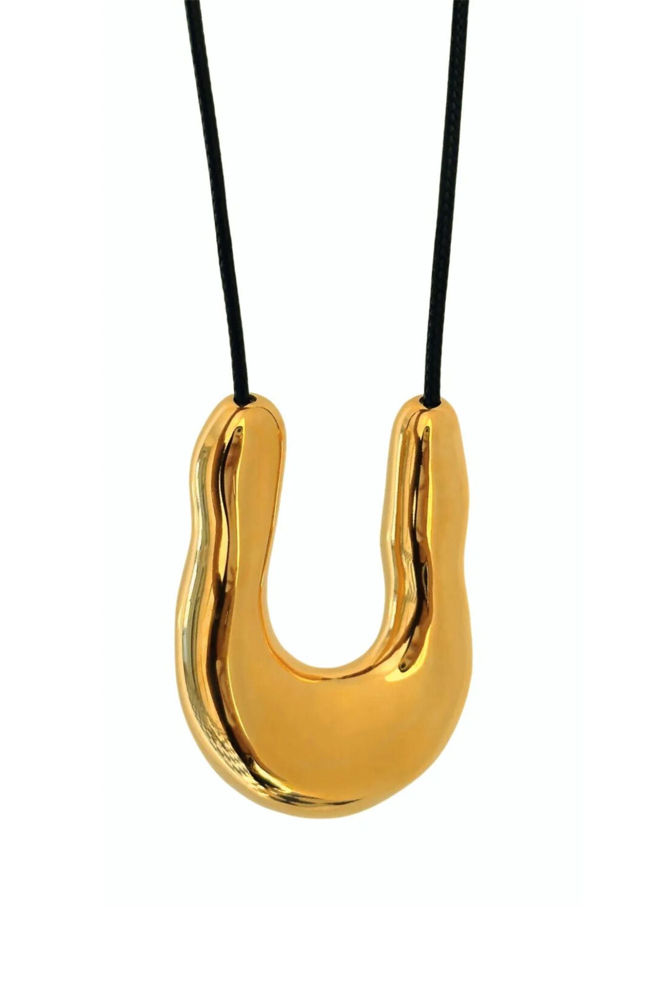 Reema 18k Gold Plated Molten Pendant Cord Necklace