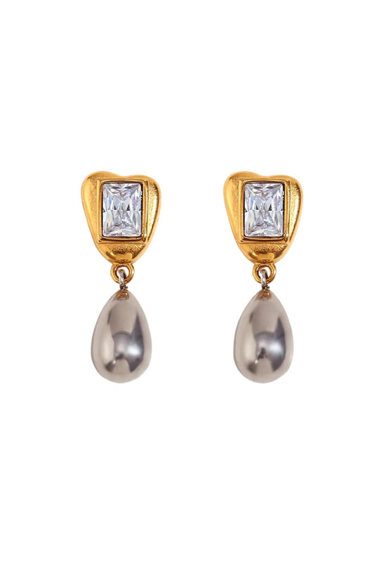 Belén 18k Gold Plated Two-Tone Bezel Drop Earrings