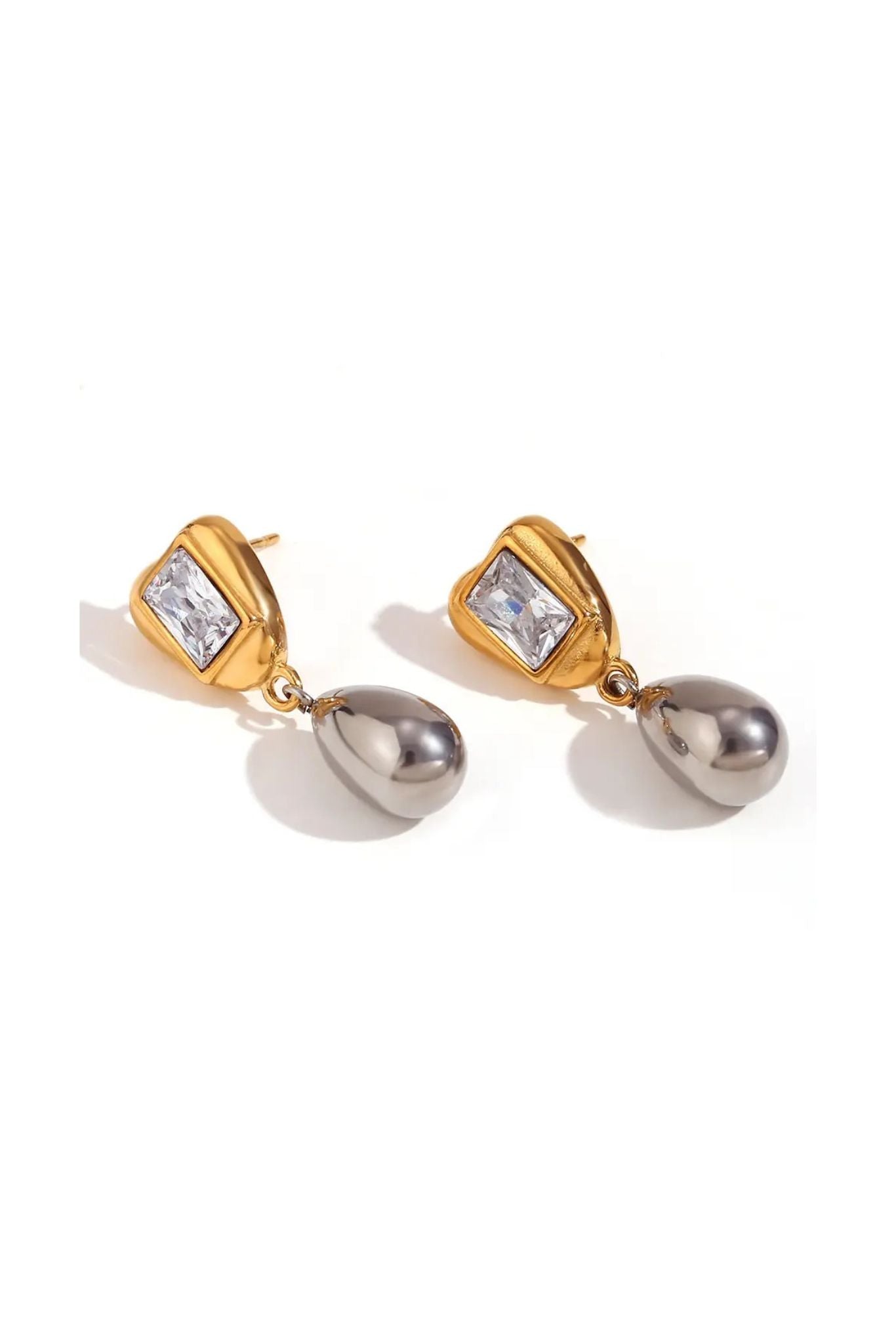 Belén 18k Gold Plated Two-Tone Bezel Drop Earrings