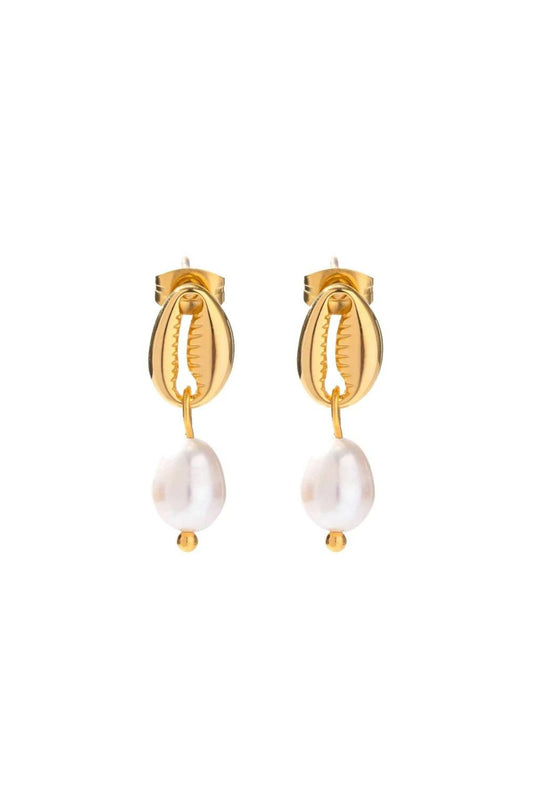 Inaya 18k Gold Plated Pearl Drop Shell Earrings