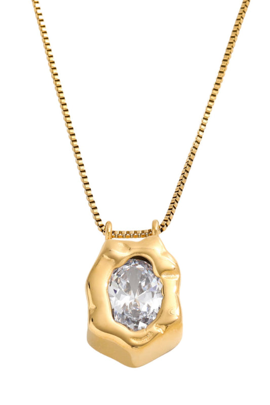 Marra 18k Gold Plated Molten Pendant Necklace- Large