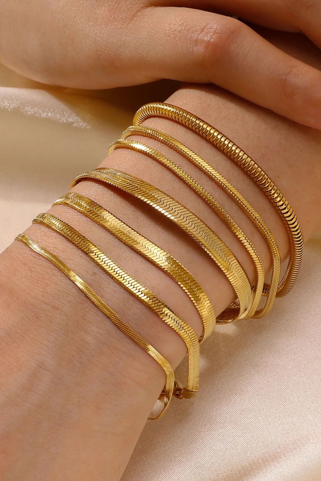 Bruna 18k Gold Plated Herringbone Chain Bracelet