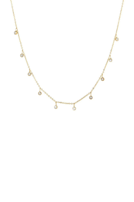 Dalia 18k Gold Plated Bezel Station Necklace