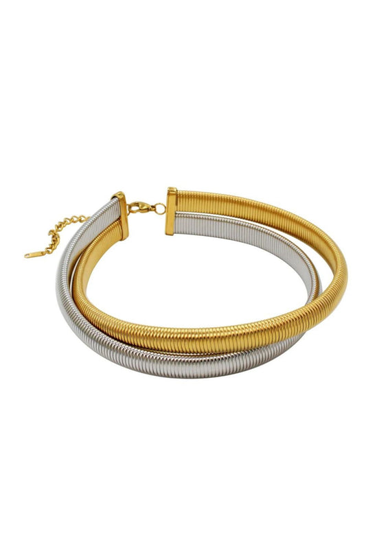 Eydís 18k Gold Plated Layered Flex Snake Chain Choker Necklace