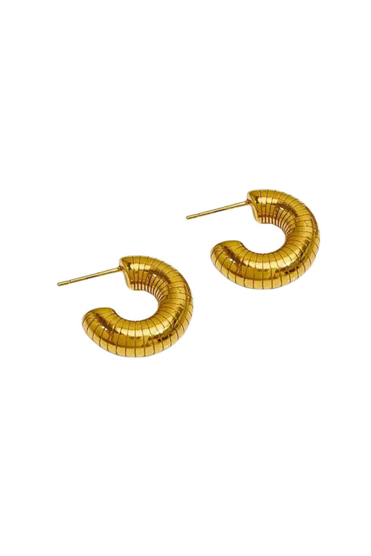 thaca 18k Gold Plated Chunky Tube Hoop Earrings