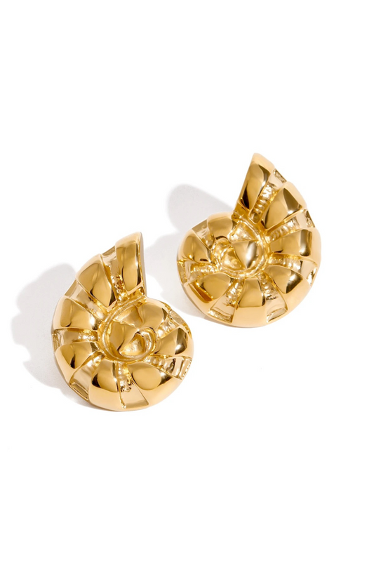 Saraia 18k Gold Plated Shell Statement Earrings