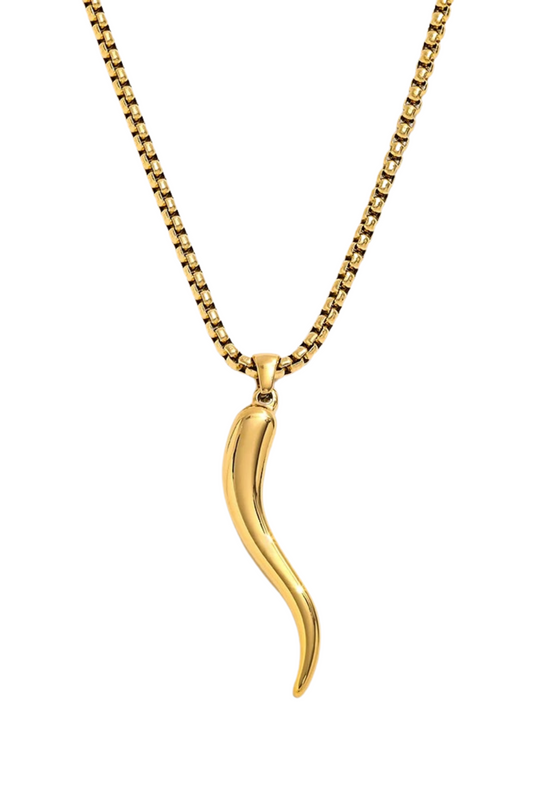 Zenia 18k Gold Plated Italian Horn Pendant Necklace