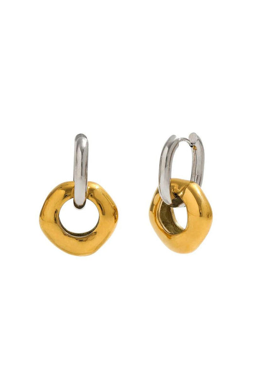 Raya 18k Gold Plated Two-Tone Molten Huggie Earrings