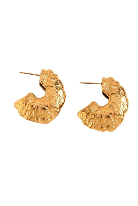 Xiomara 18k Gold Plated Hammered Hoop Earrings