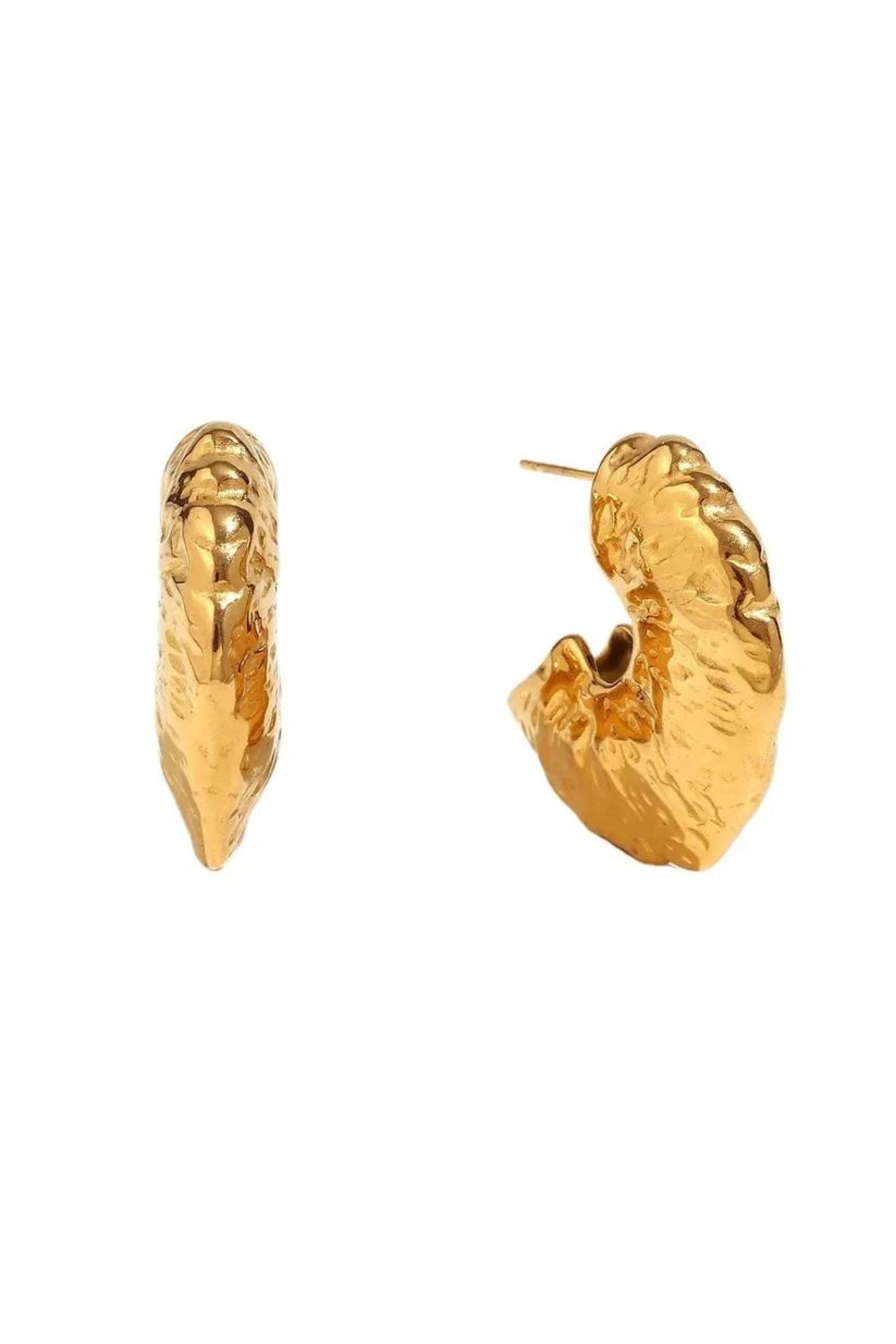 Xiomara 18k Gold Plated Hammered Hoop Earrings