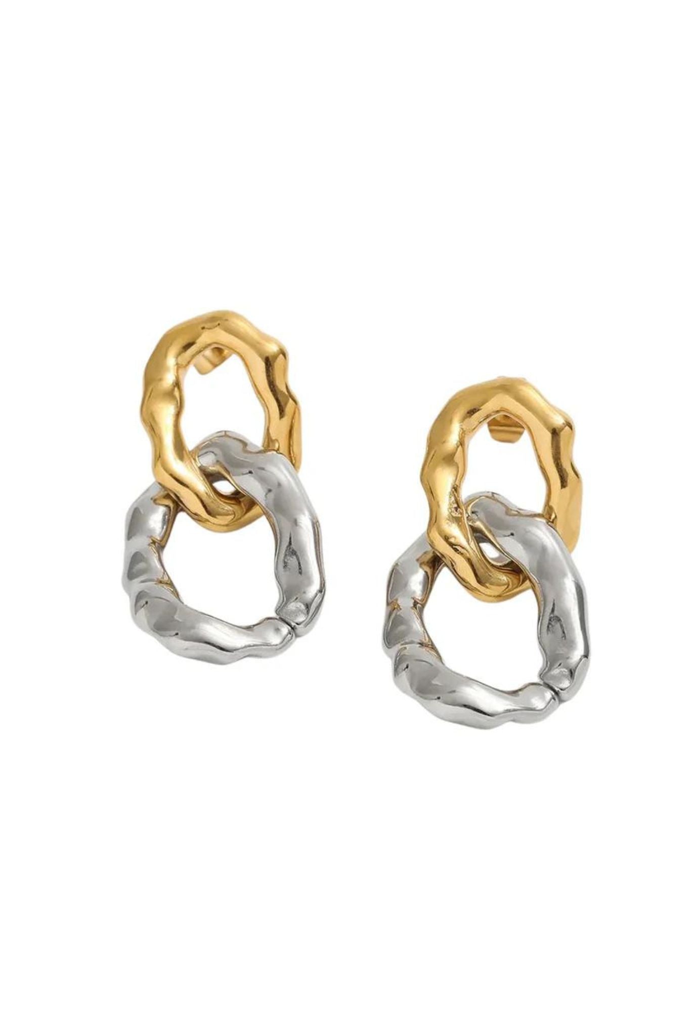 Vela 18k Gold Plated Two-Tone Molten Statement Earrings