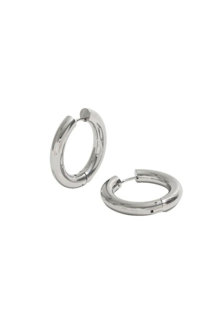 Naxos Platinum Plated Silver Chunky Hoop Earrings