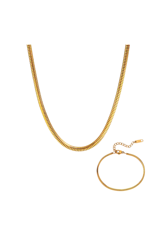 Rayna 18k Gold Plated Flex Snake Chain Jewelry Set