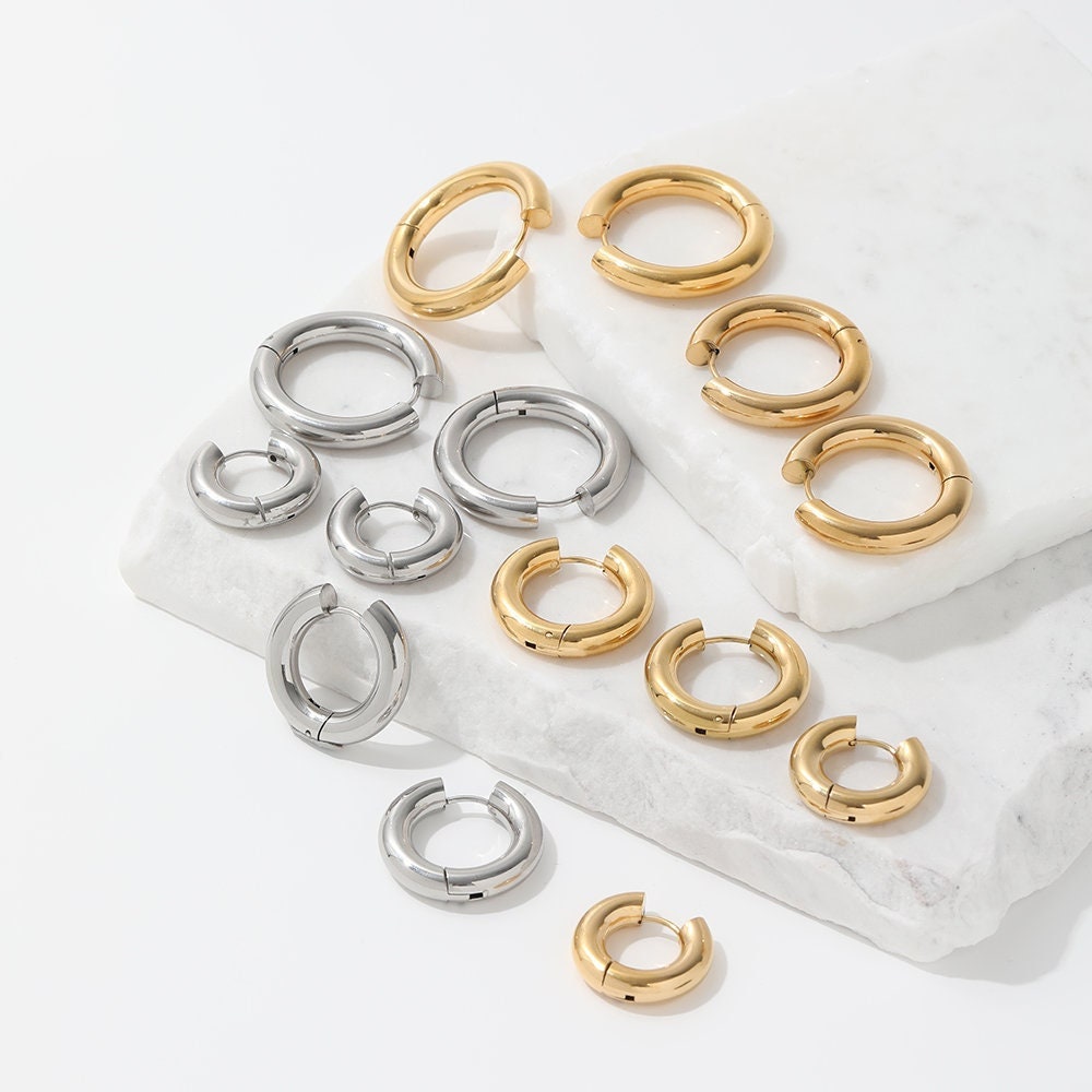 Naxos 18K Gold Plated Chunky Hoop Earrings